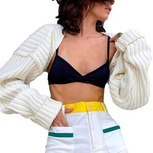 White bolero shrug cropped cardigan
